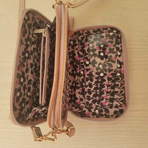 Vera Bradley RFID All in One Rose Gold Shimmer Quilted Wristlet Crossbody Bag - Picture 8 of 15